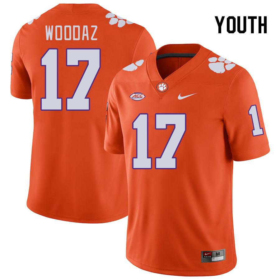 Youth Clemson Tigers Wade Woodaz #17 College Orange NCAA Authentic Football Stitched Jersey 23ZB30HK